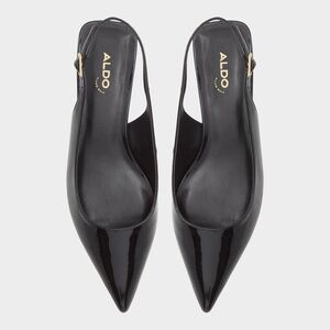 Aldo Glossy Black Pointed Kitten Heels